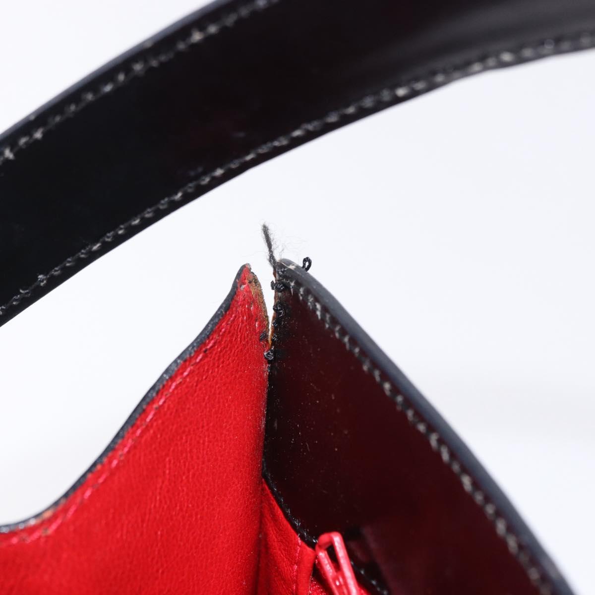 CELINE Shoulder Bag Leather Black Gold Auth 204875