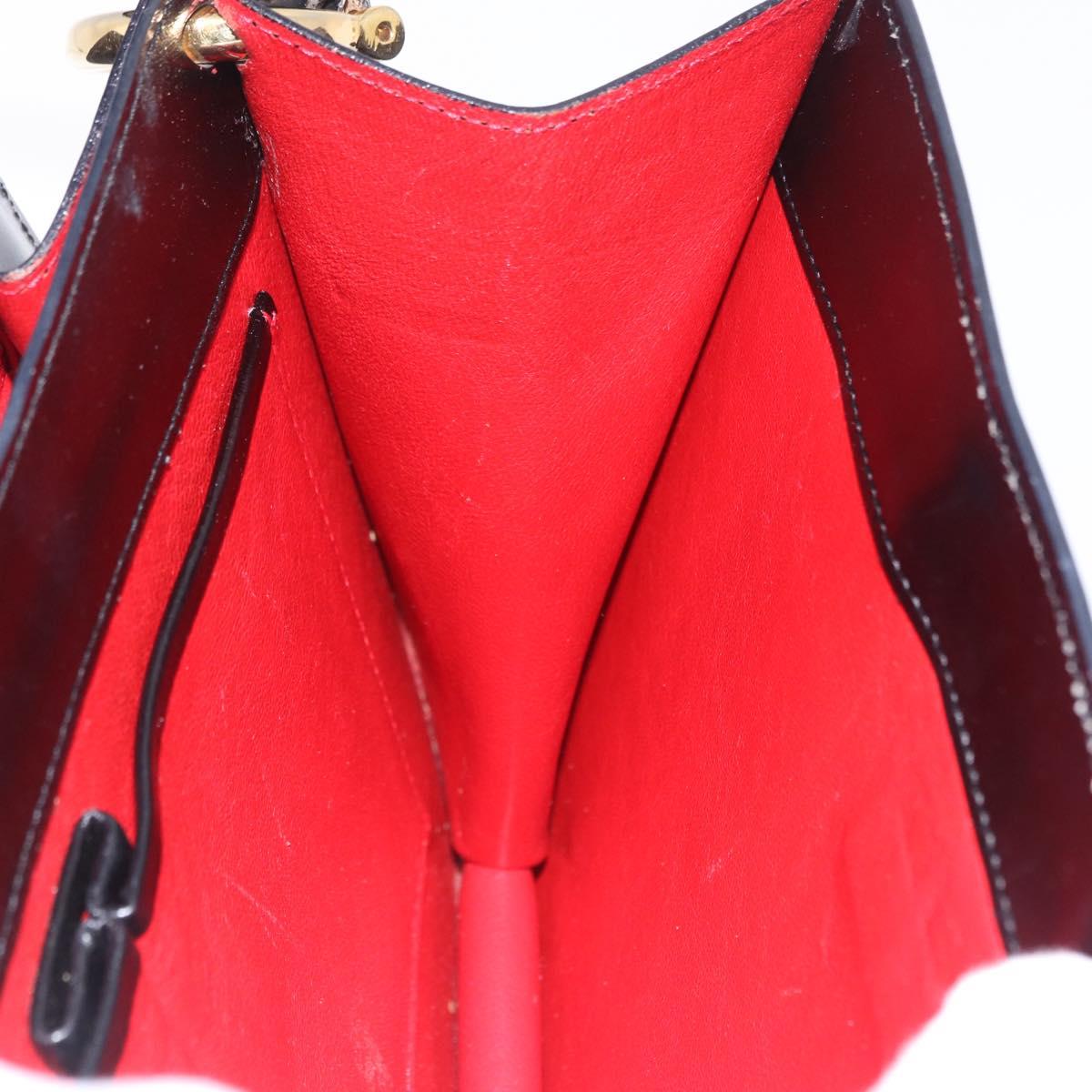 CELINE Shoulder Bag Leather Black Gold Auth 204875