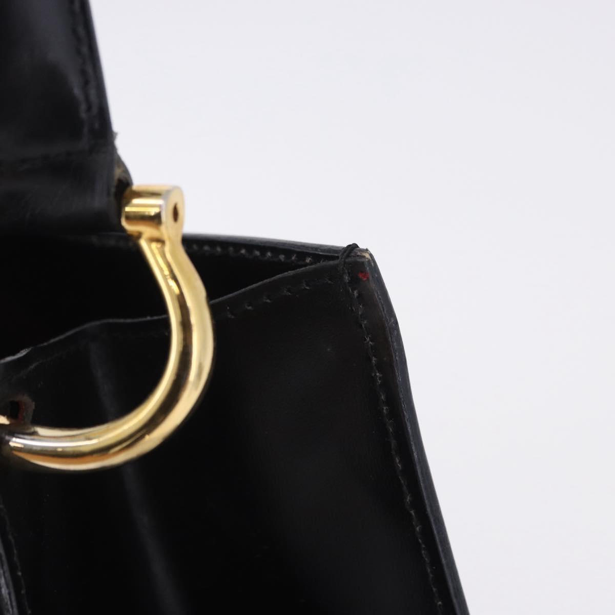 CELINE Shoulder Bag Leather Black Gold Auth 204875