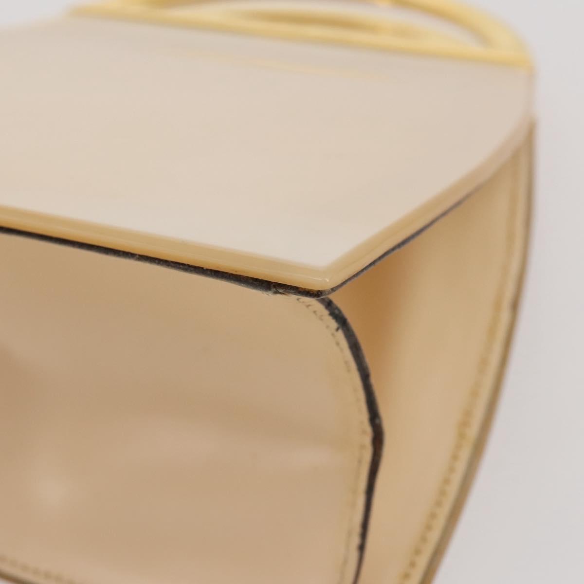 CELINE Hand Bag plastic Beige Gold Auth 204877
