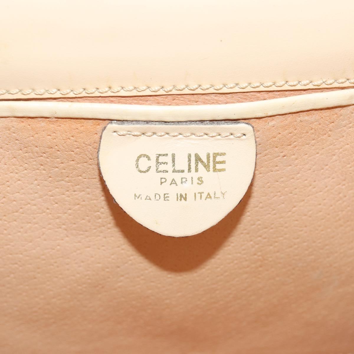 CELINE Hand Bag plastic Beige Gold Auth 204877