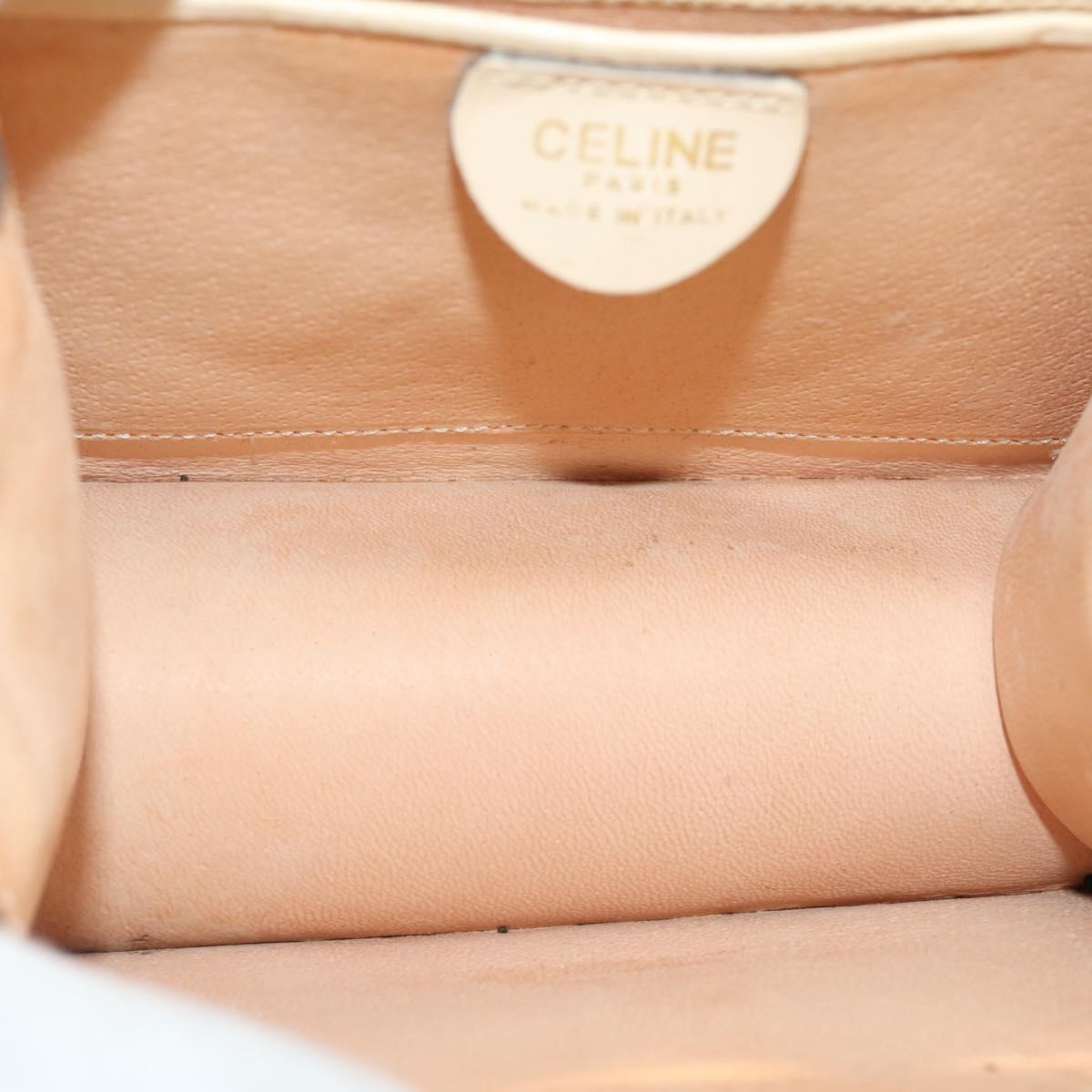 CELINE Hand Bag plastic Beige Gold Auth 204877