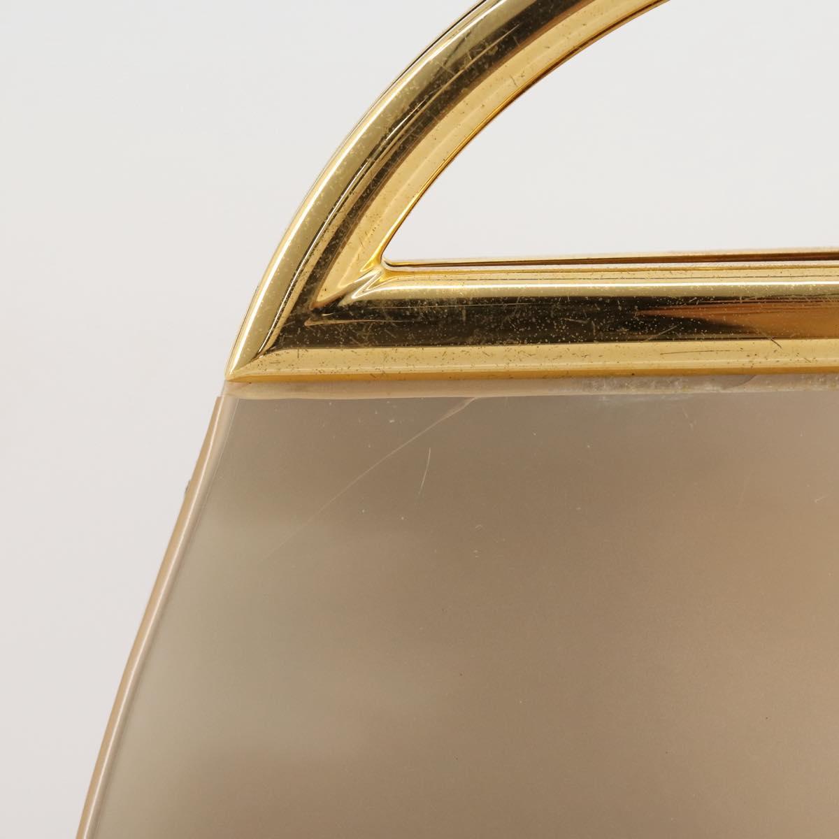 CELINE Hand Bag plastic Beige Gold Auth 204877
