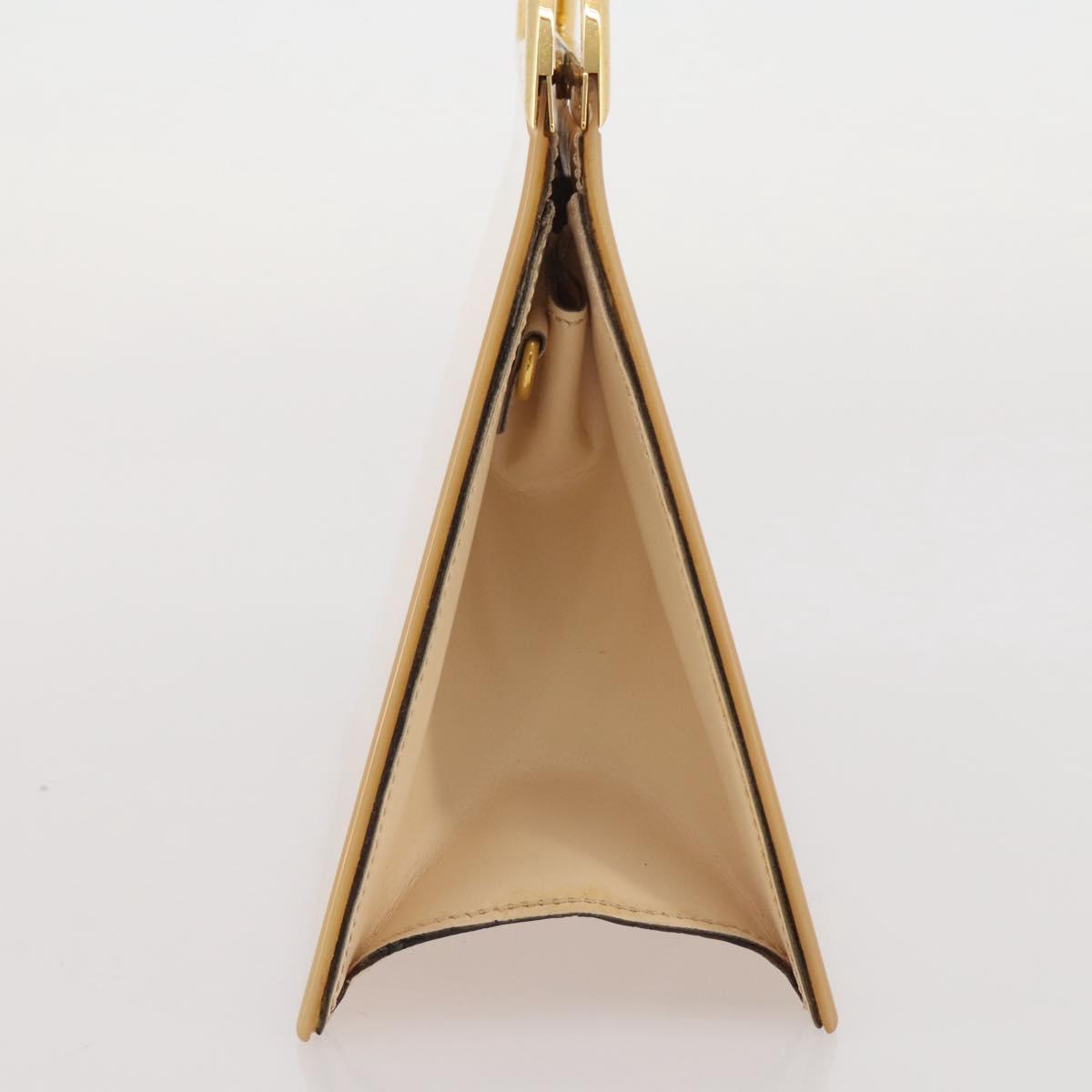 CELINE Hand Bag plastic Beige Gold Auth 204877