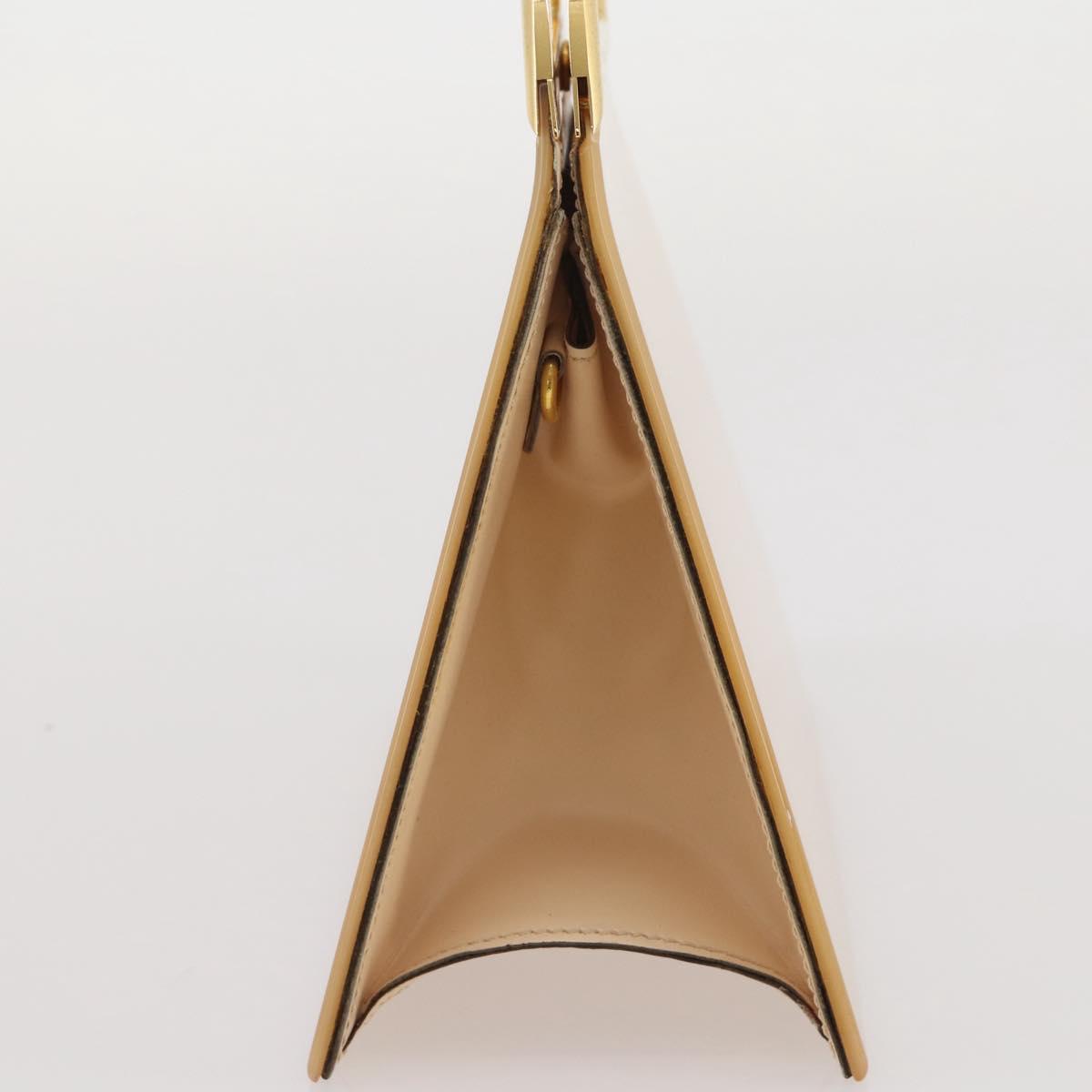 CELINE Hand Bag plastic Beige Gold Auth 204877