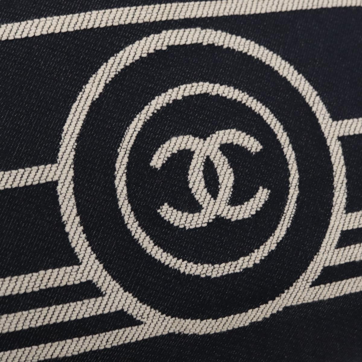 CHANEL Hand Bag Canvas 2way Navy Silver CC Auth 204878V