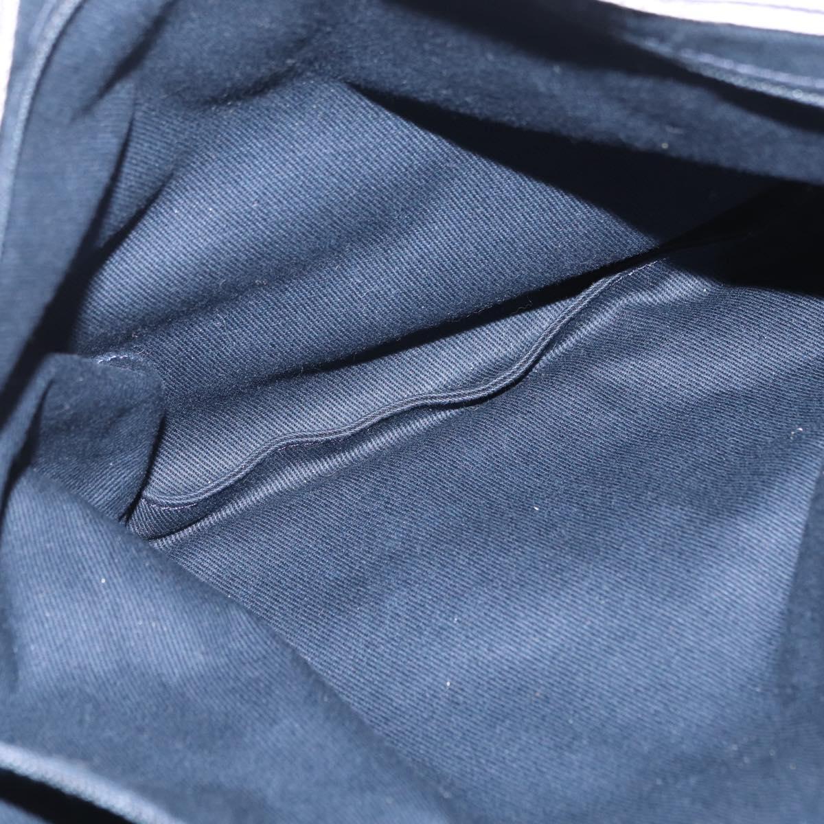 CHANEL Hand Bag Canvas 2way Navy Silver CC Auth 204878V