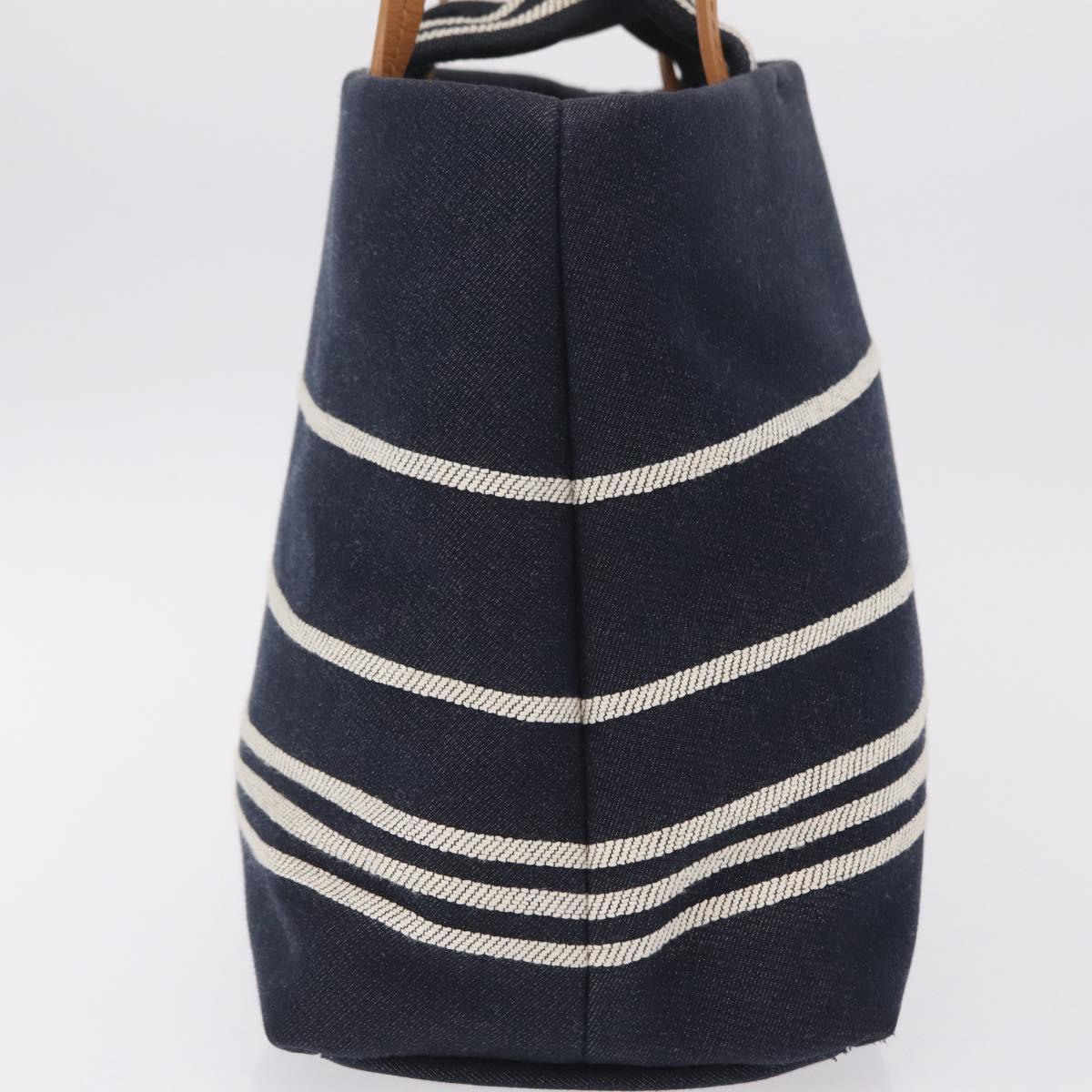 CHANEL Hand Bag Canvas 2way Navy Silver CC Auth 204878V