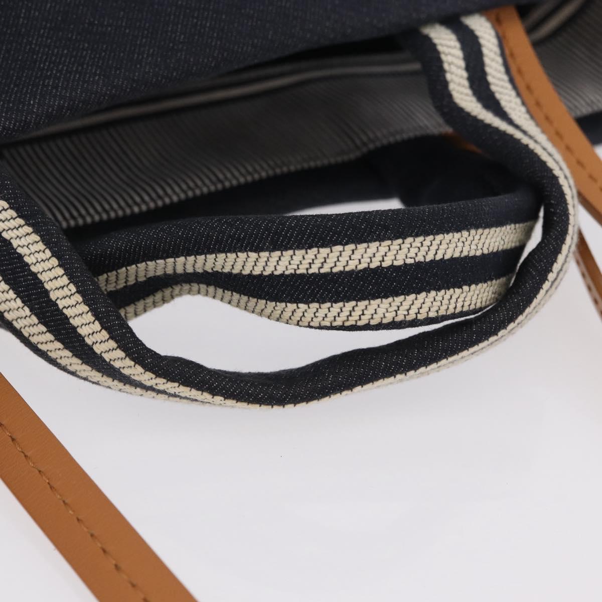 CHANEL Hand Bag Canvas 2way Navy Silver CC Auth 204878V