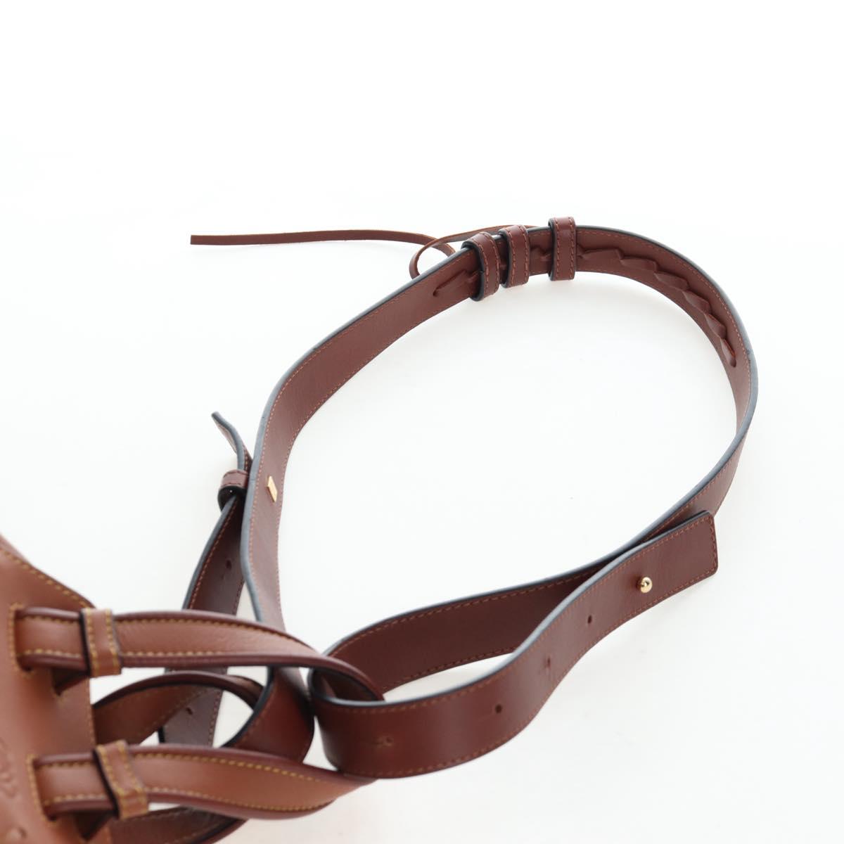 LOEWE Hammock Hand Bag Leather 2way Brown Gold Auth 204880SAM