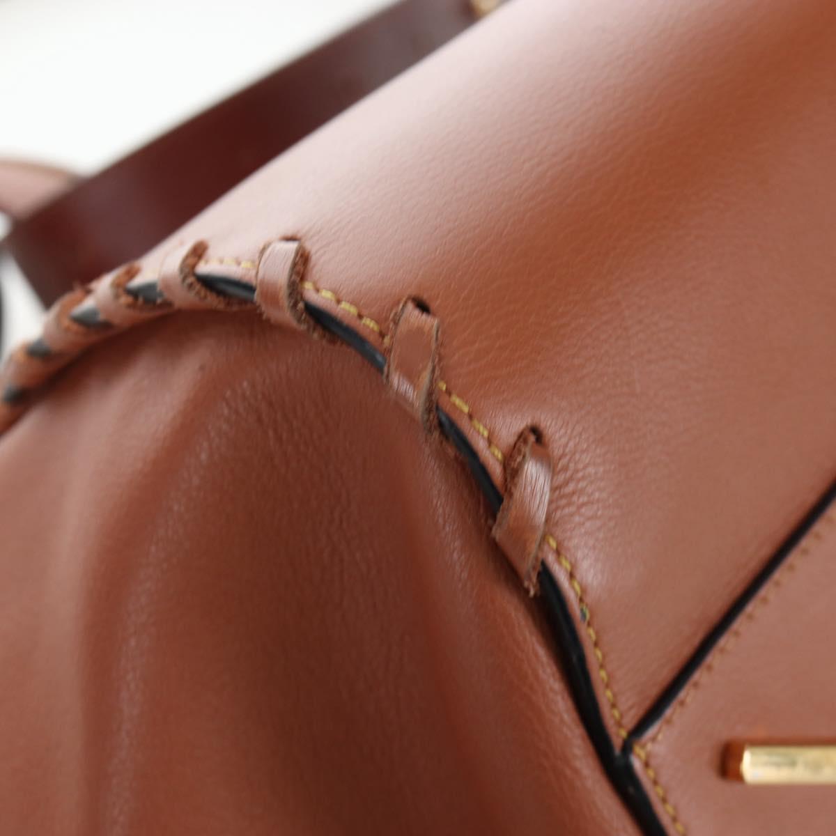 LOEWE Hammock Hand Bag Leather 2way Brown Gold Auth 204880SAM