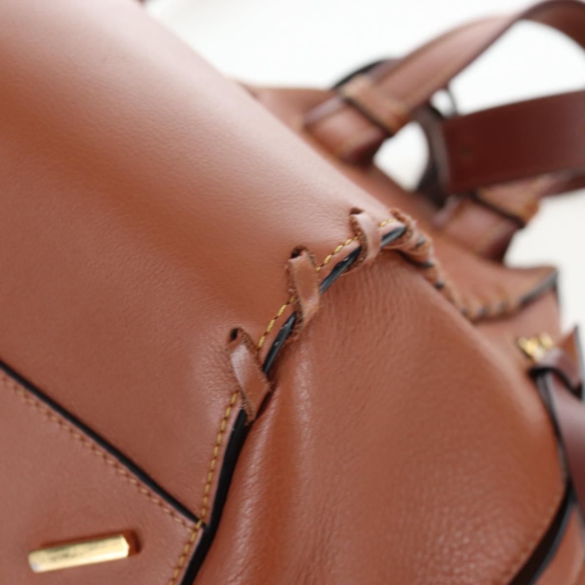 LOEWE Hammock Hand Bag Leather 2way Brown Gold Auth 204880SAM