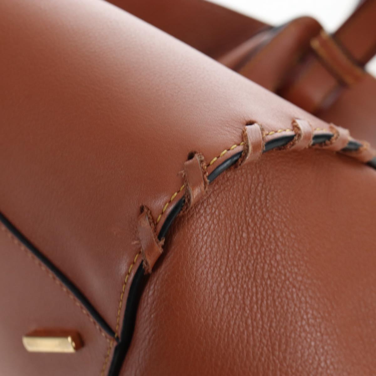 LOEWE Hammock Hand Bag Leather 2way Brown Gold Auth 204880SAM
