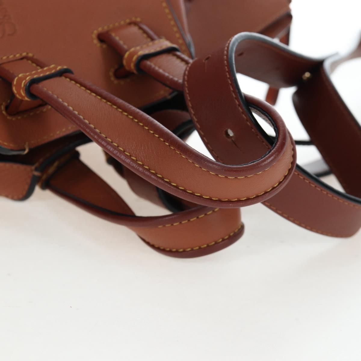 LOEWE Hammock Hand Bag Leather 2way Brown Gold Auth 204880SAM