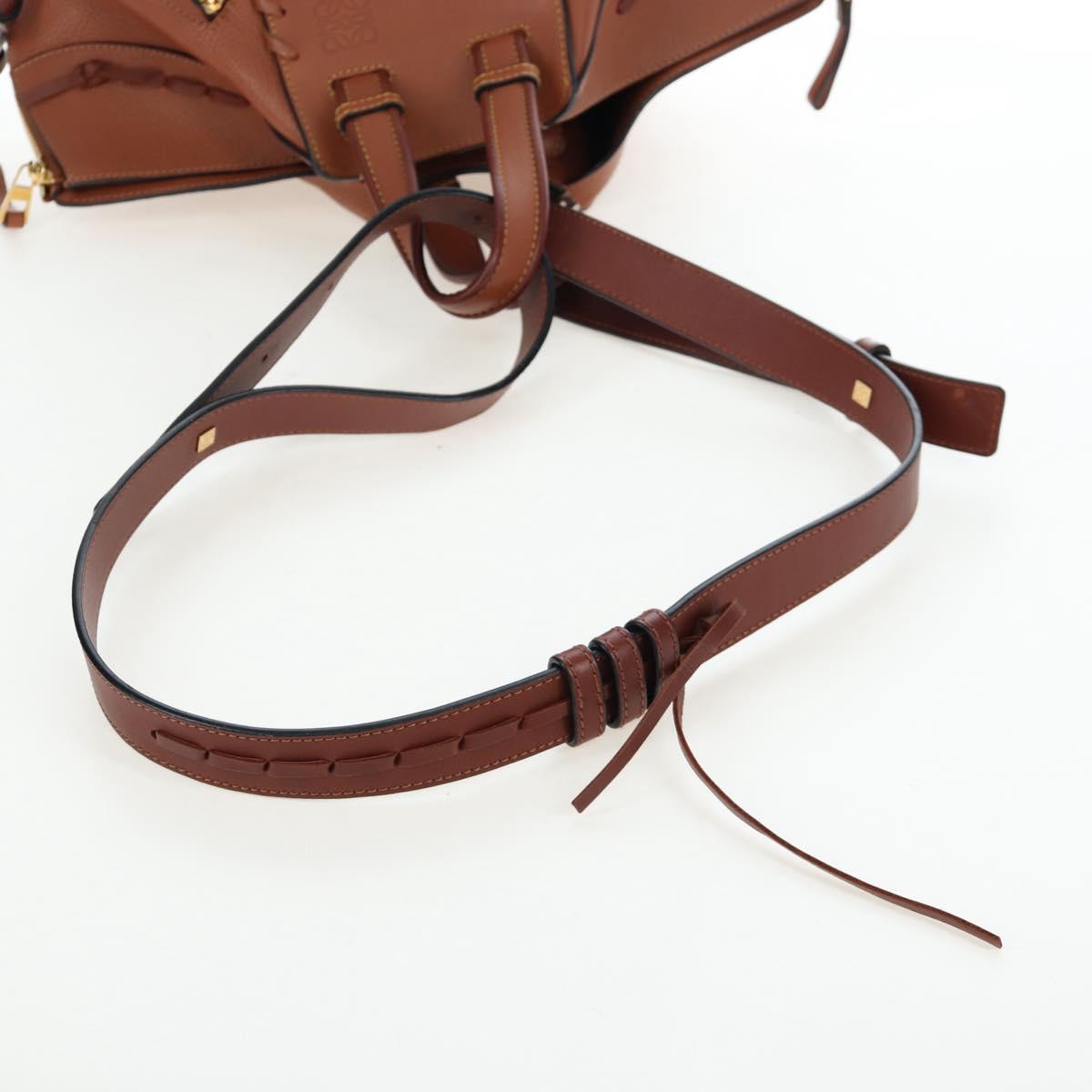 LOEWE Hammock Hand Bag Leather 2way Brown Gold Auth 204880SAM