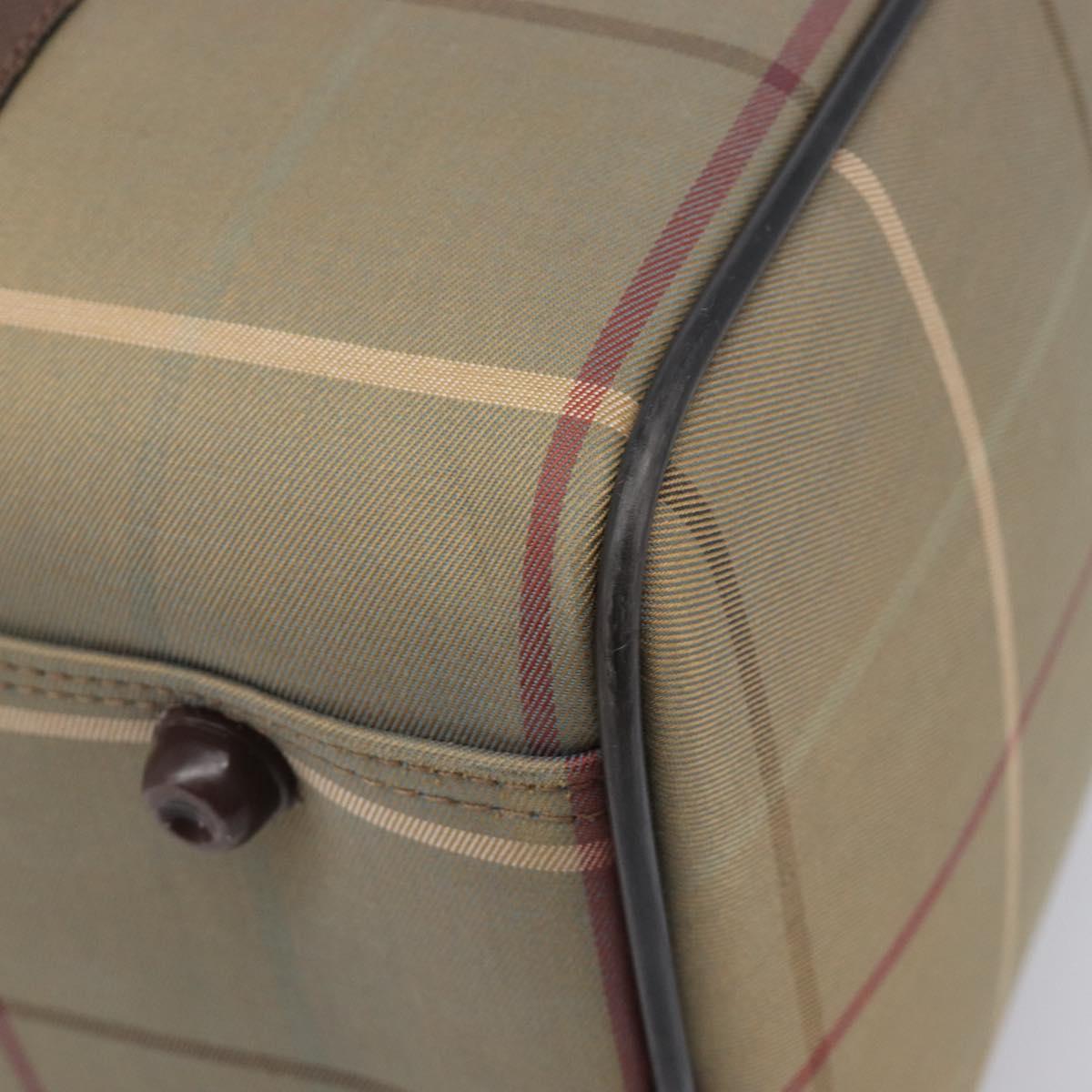 Burberrys Nova Check Boston Bag Canvas Brown Gold Auth 204885A