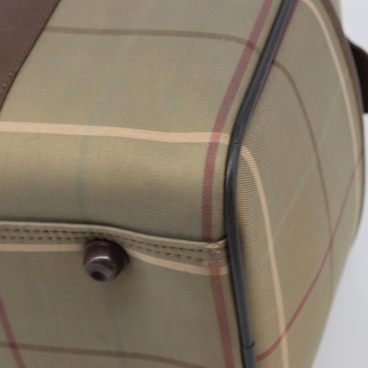 Burberrys Nova Check Boston Bag Canvas Brown Gold Auth 204885A