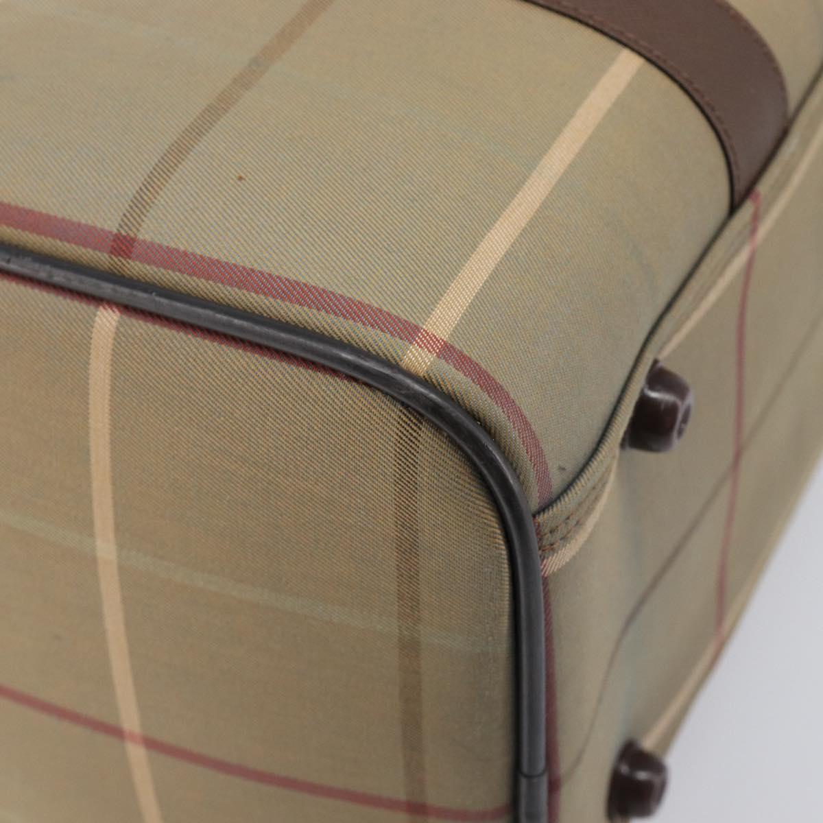 Burberrys Nova Check Boston Bag Canvas Brown Gold Auth 204885A