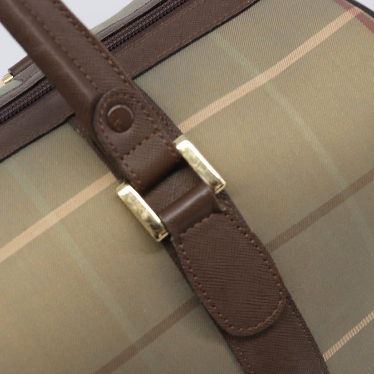 Burberrys Nova Check Boston Bag Canvas Brown Gold Auth 204885A
