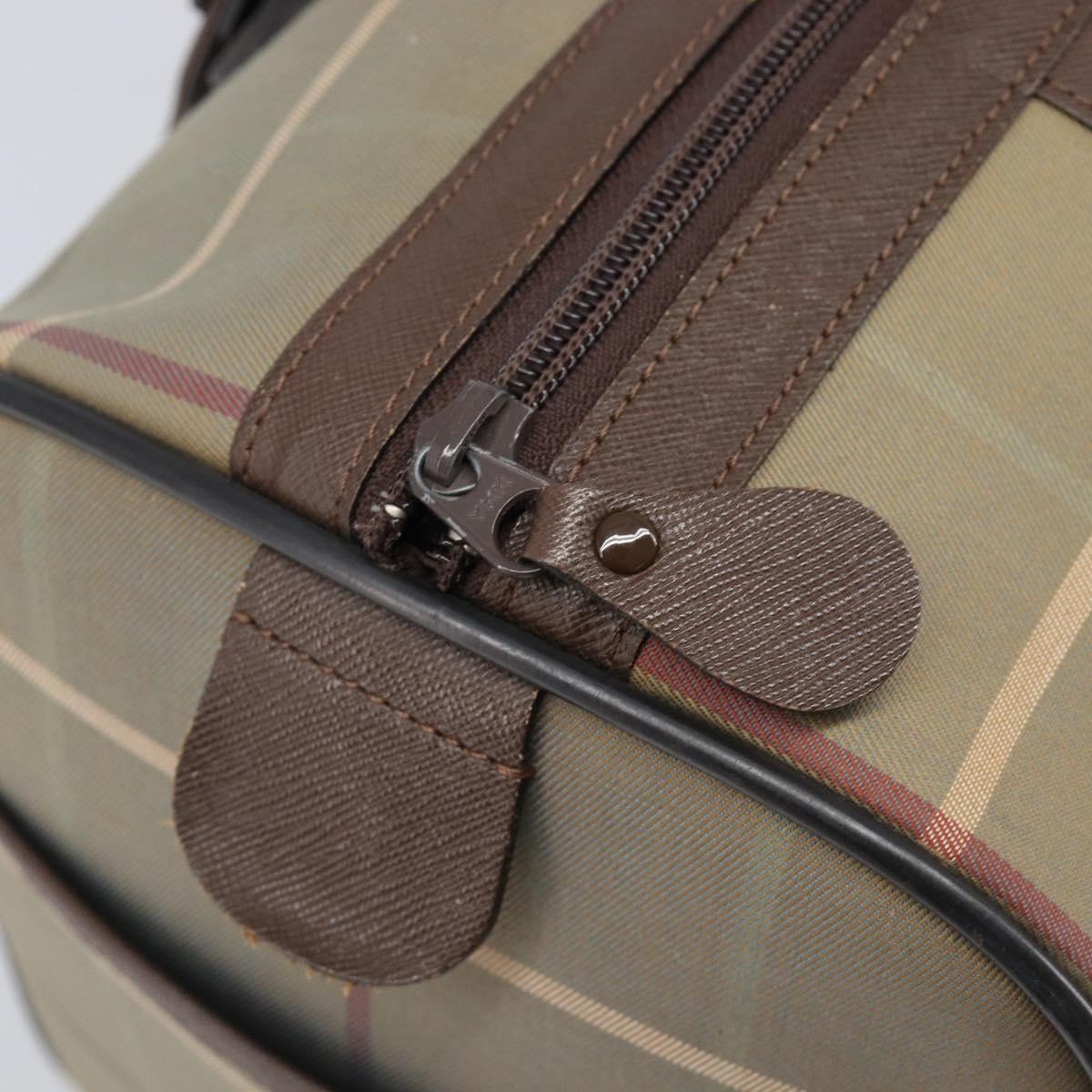 Burberrys Nova Check Boston Bag Canvas Brown Gold Auth 204885A