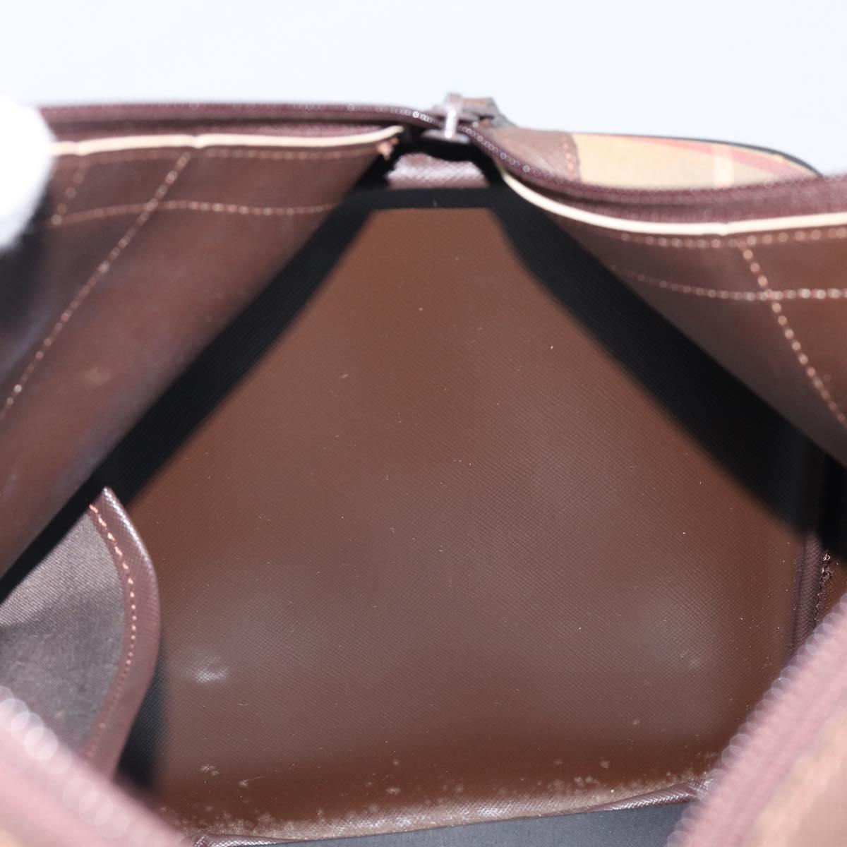 Burberrys Nova Check Boston Bag Canvas Brown Gold Auth 204885A