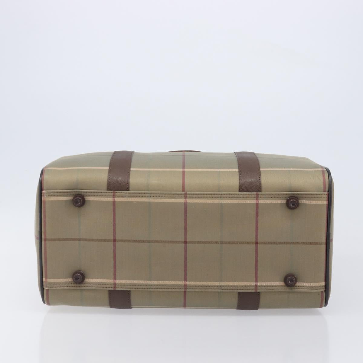 Burberrys Nova Check Boston Bag Canvas Brown Gold Auth 204885A