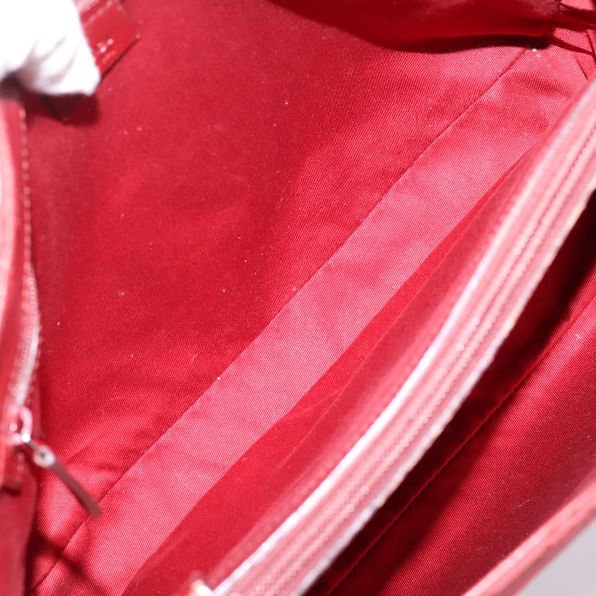 GUCCI GG Canvas Bamboo Hand Bag Red Silver 112526 Auth 204886