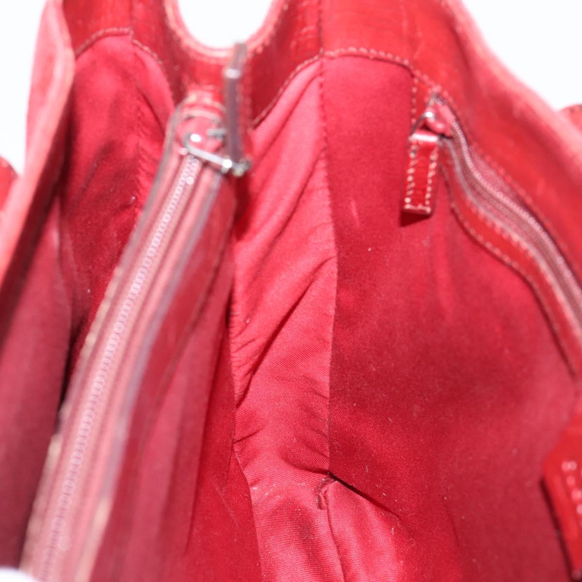GUCCI GG Canvas Bamboo Hand Bag Red Silver 112526 Auth 204886