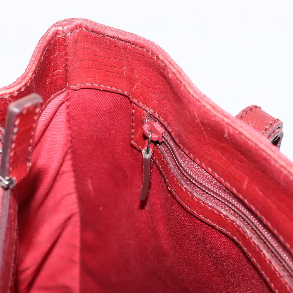 GUCCI GG Canvas Bamboo Hand Bag Red Silver 112526 Auth 204886
