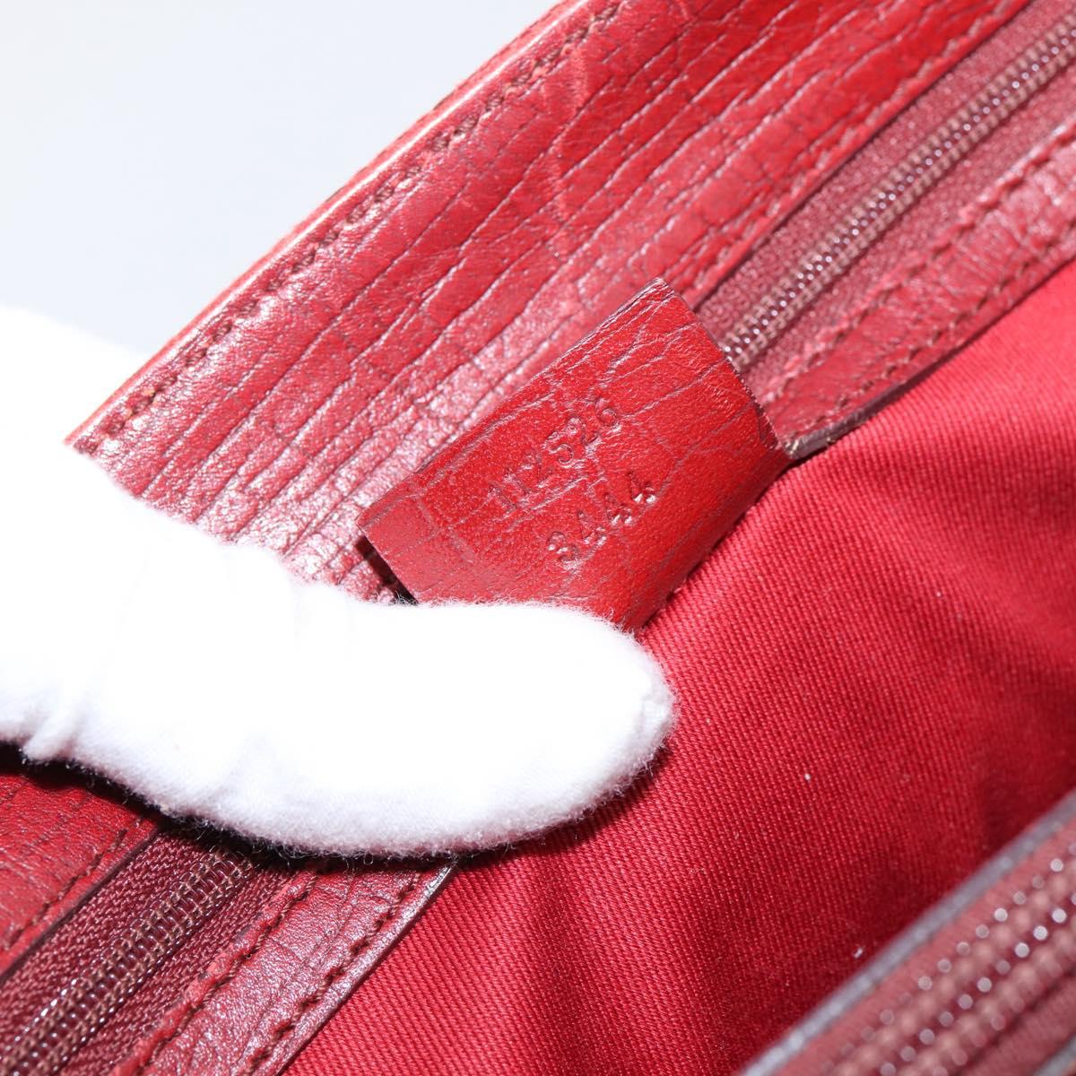 GUCCI GG Canvas Bamboo Hand Bag Red Silver 112526 Auth 204886