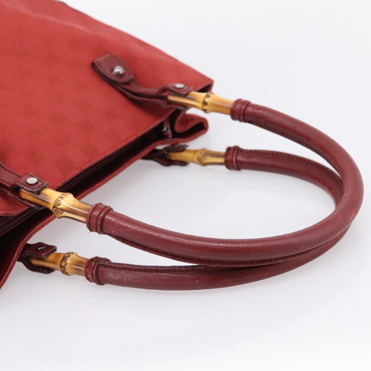 GUCCI GG Canvas Bamboo Hand Bag Red Silver 112526 Auth 204886
