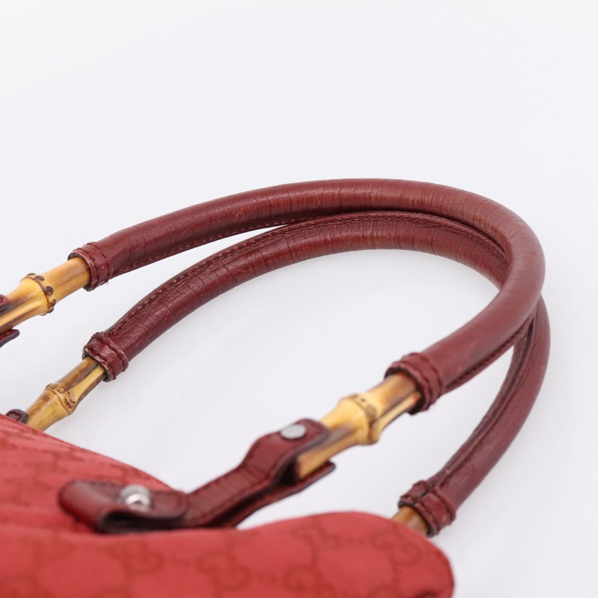 GUCCI GG Canvas Bamboo Hand Bag Red Silver 112526 Auth 204886