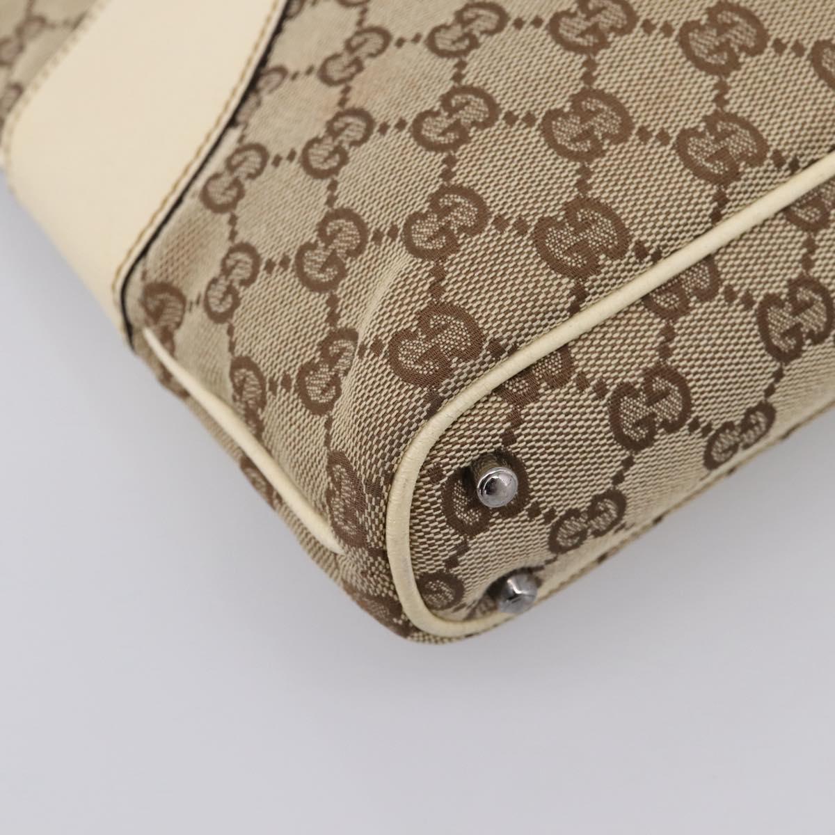 GUCCI GG Canvas Hand Bag Beige Silver 113015 Auth 204887A