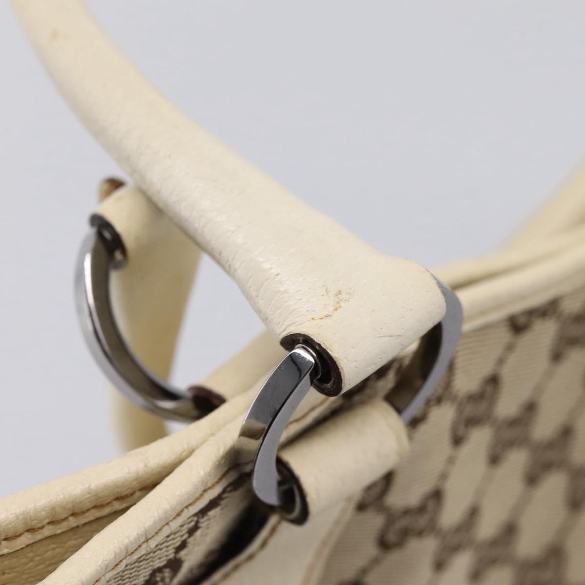 GUCCI GG Canvas Hand Bag Beige Silver 113015 Auth 204887A