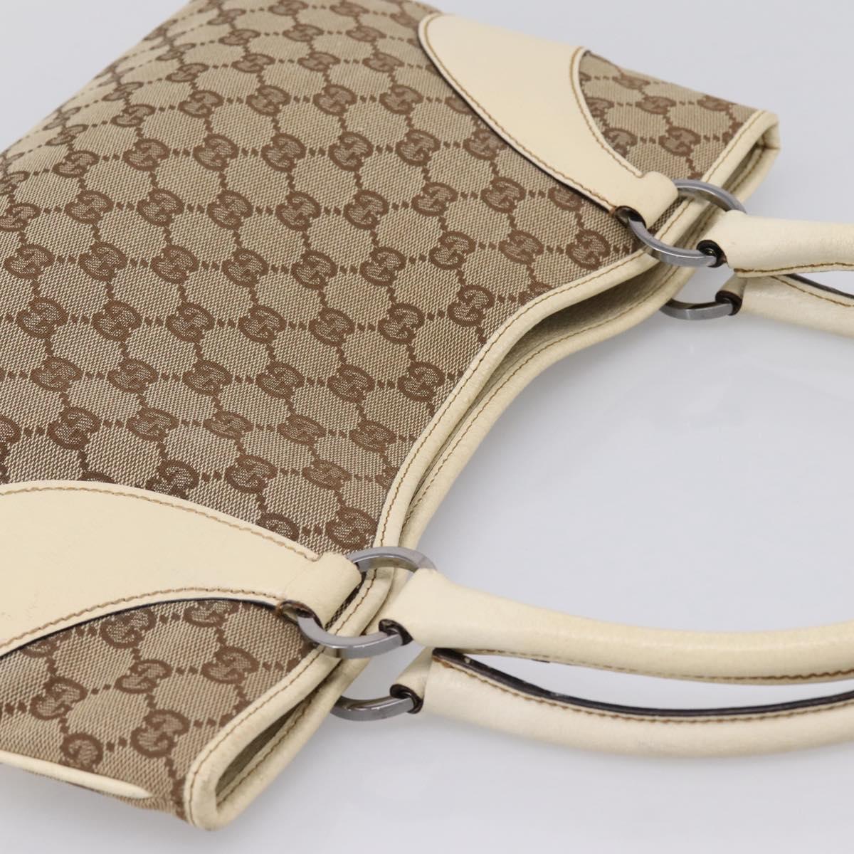 GUCCI GG Canvas Hand Bag Beige Silver 113015 Auth 204887A