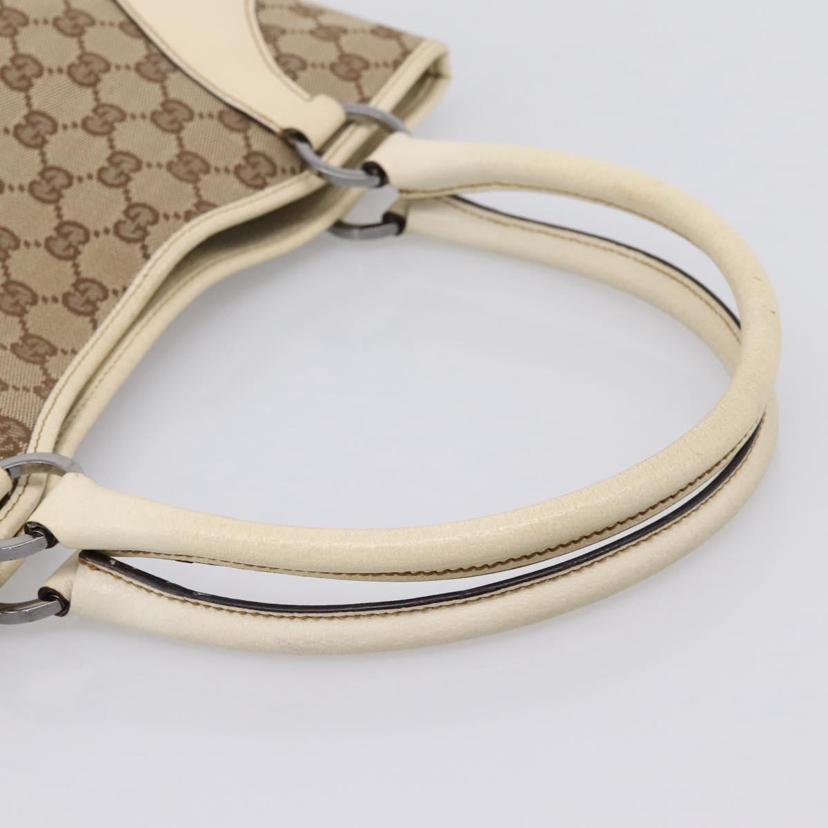 GUCCI GG Canvas Hand Bag Beige Silver 113015 Auth 204887A