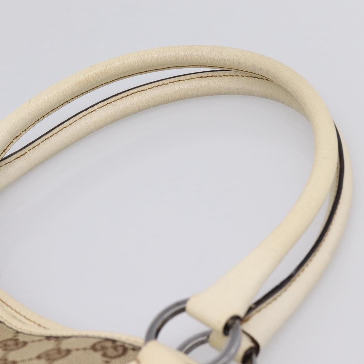 GUCCI GG Canvas Hand Bag Beige Silver 113015 Auth 204887A