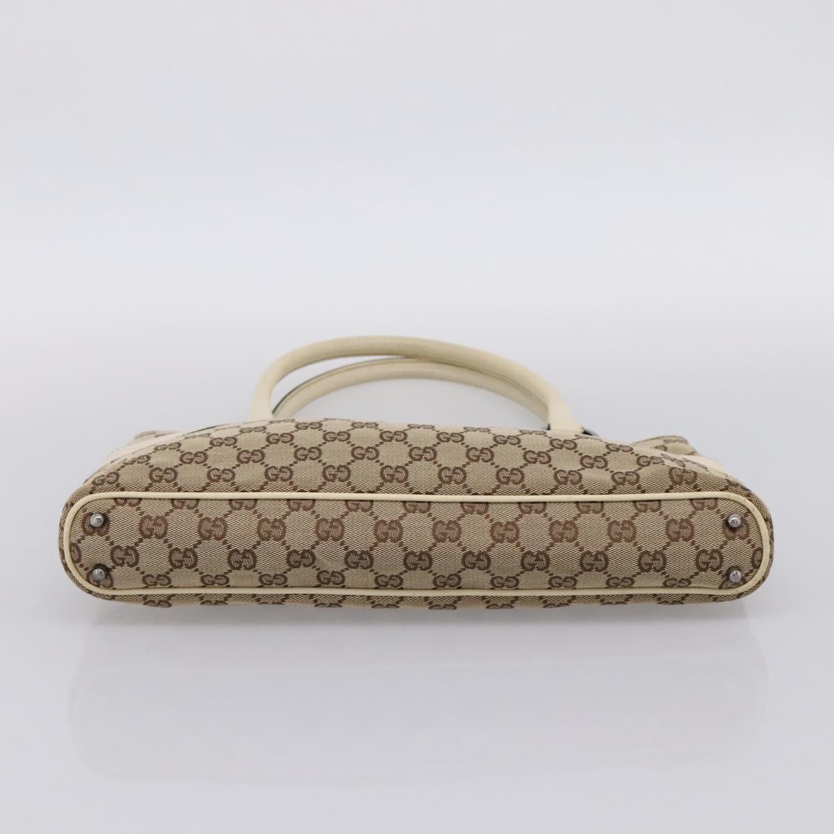 GUCCI GG Canvas Hand Bag Beige Silver 113015 Auth 204887A