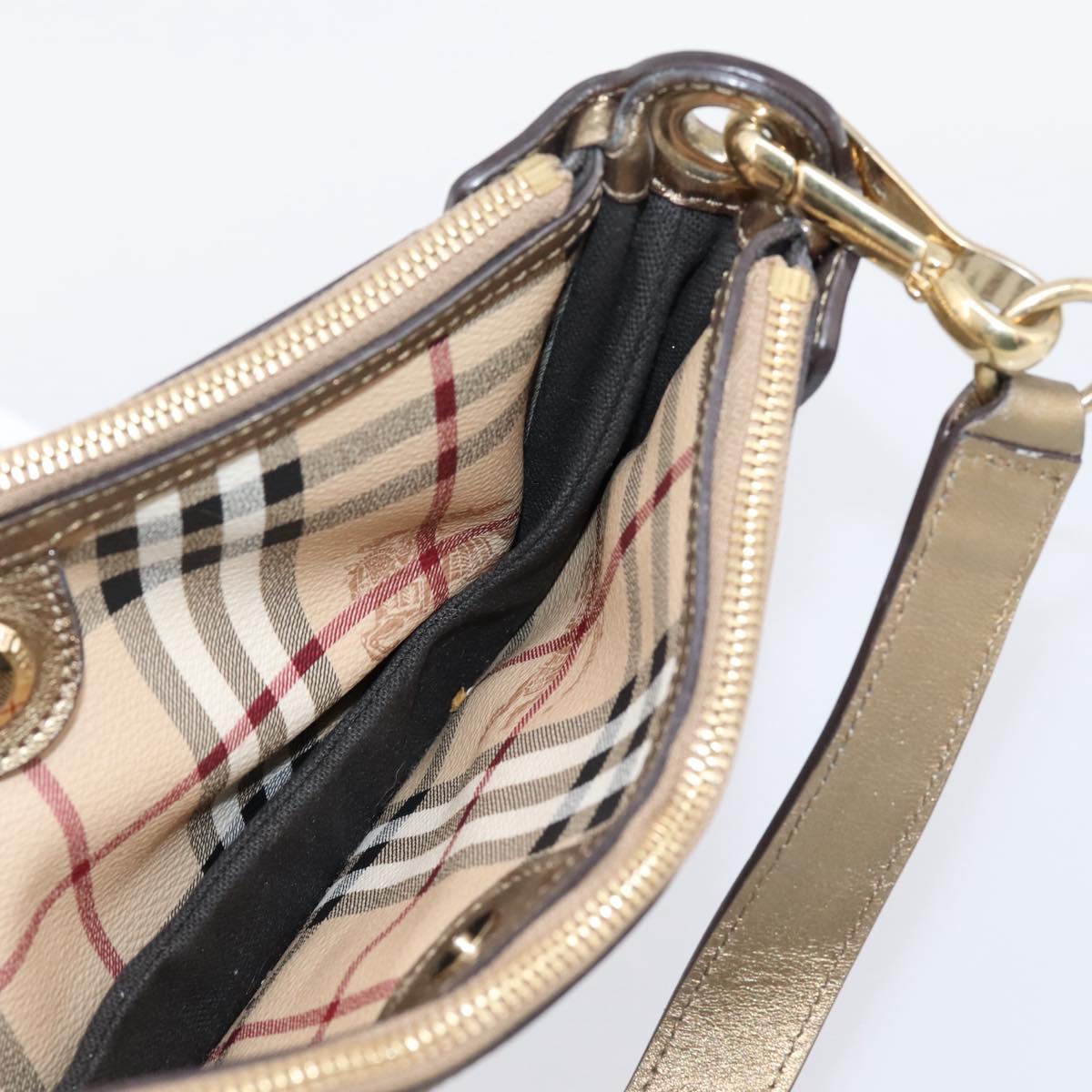 BURBERRY Nova Check Shoulder Bag PVC Leather Gold Auth 204889V