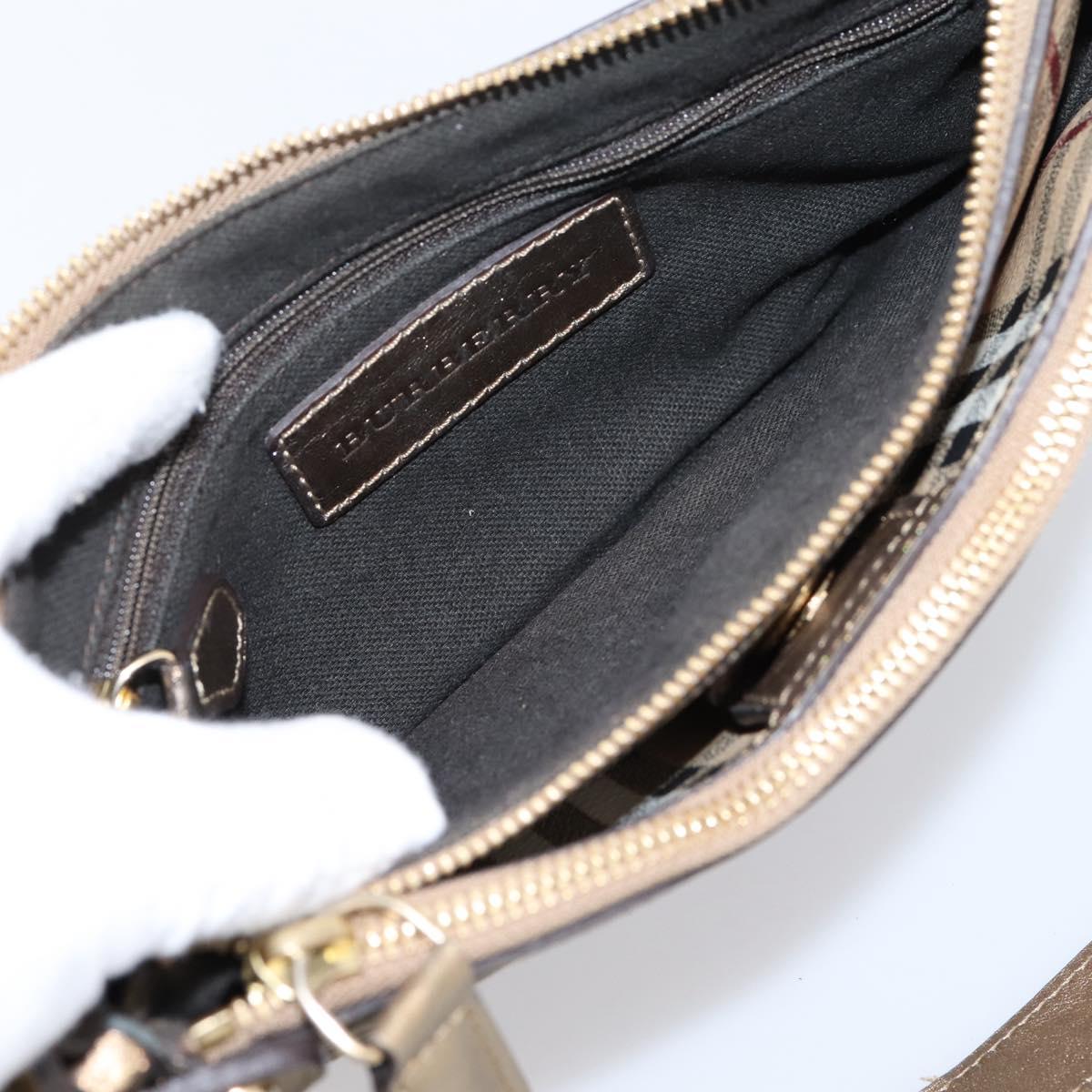 BURBERRY Nova Check Shoulder Bag PVC Leather Gold Auth 204889V