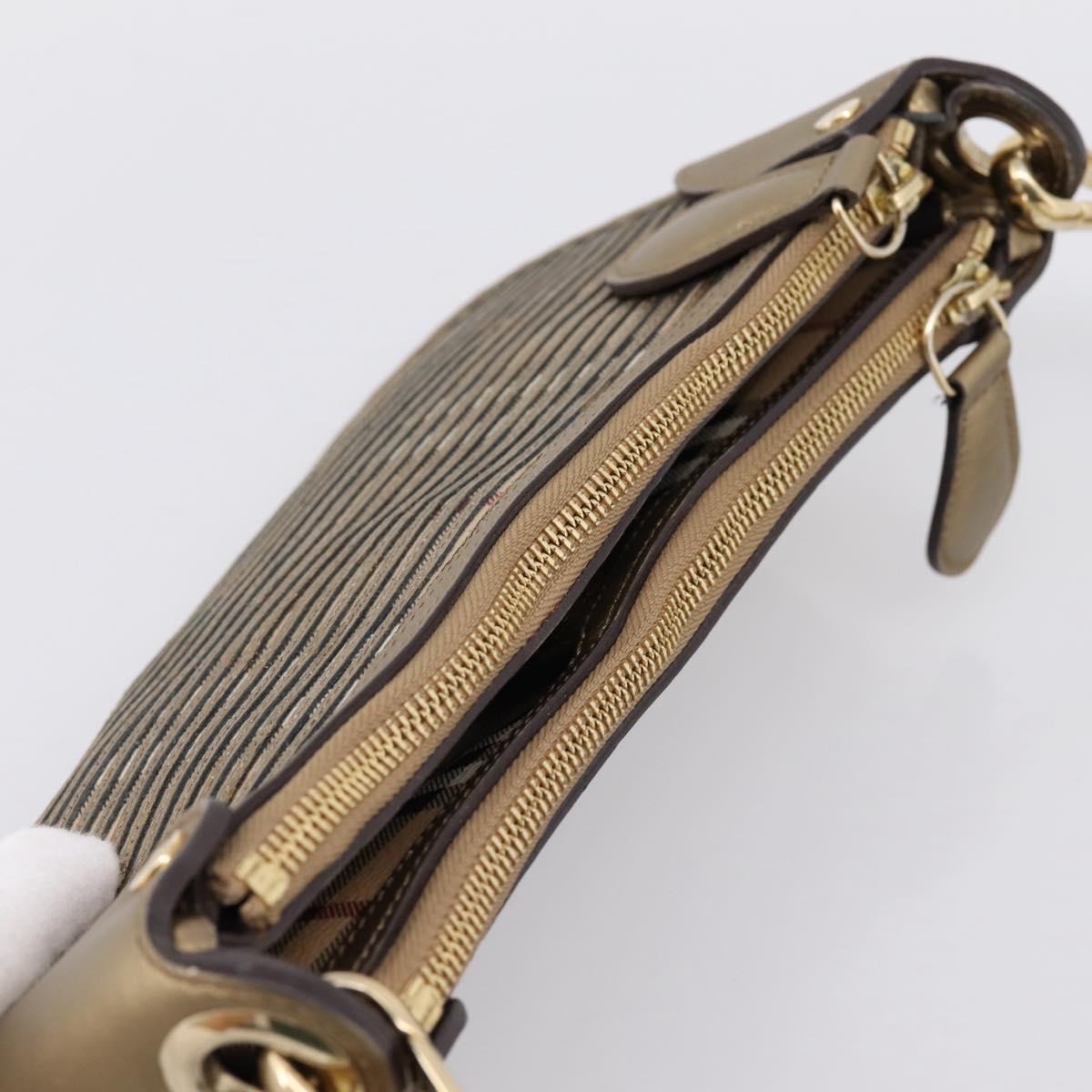 BURBERRY Nova Check Shoulder Bag PVC Leather Gold Auth 204889V