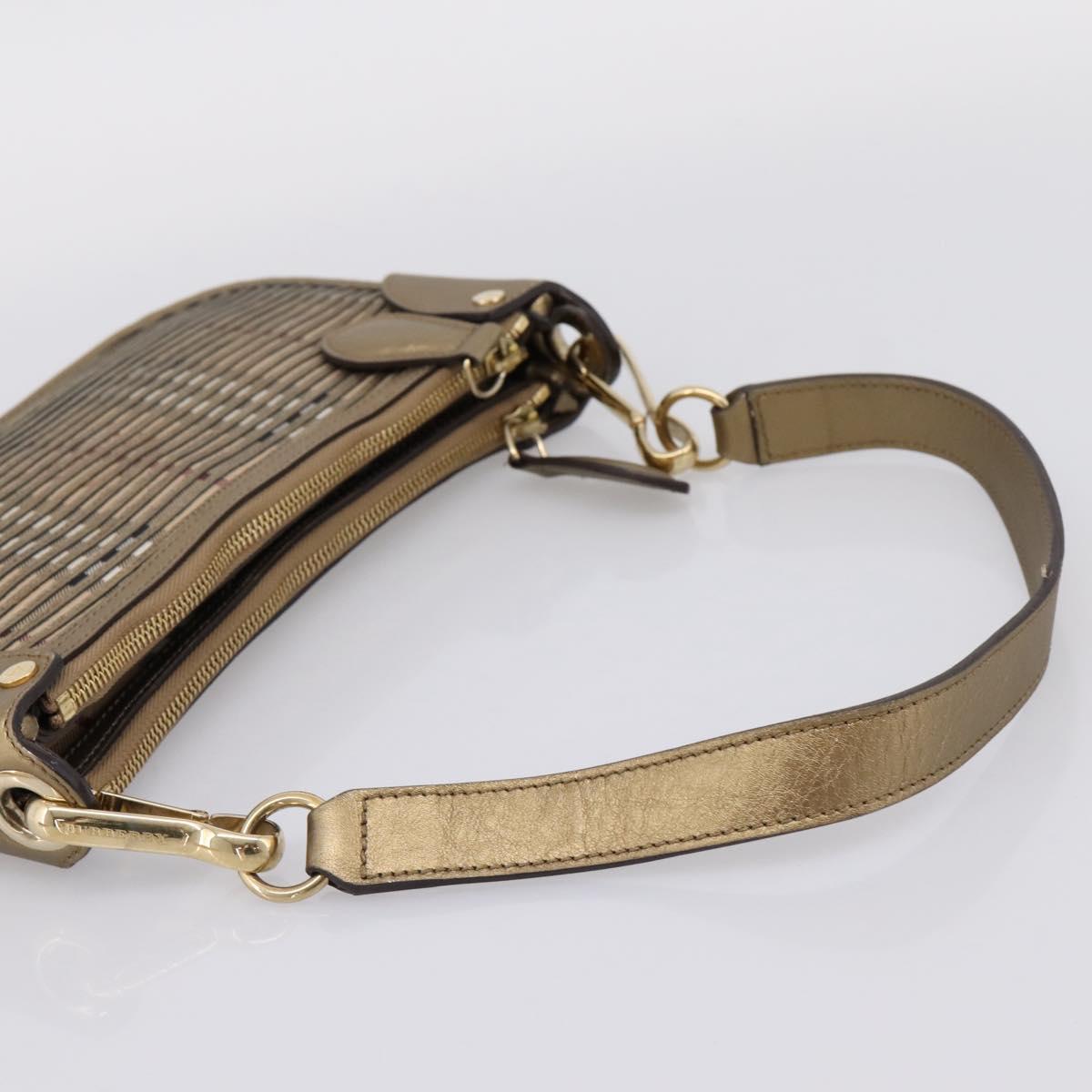 BURBERRY Nova Check Shoulder Bag PVC Leather Gold Auth 204889V