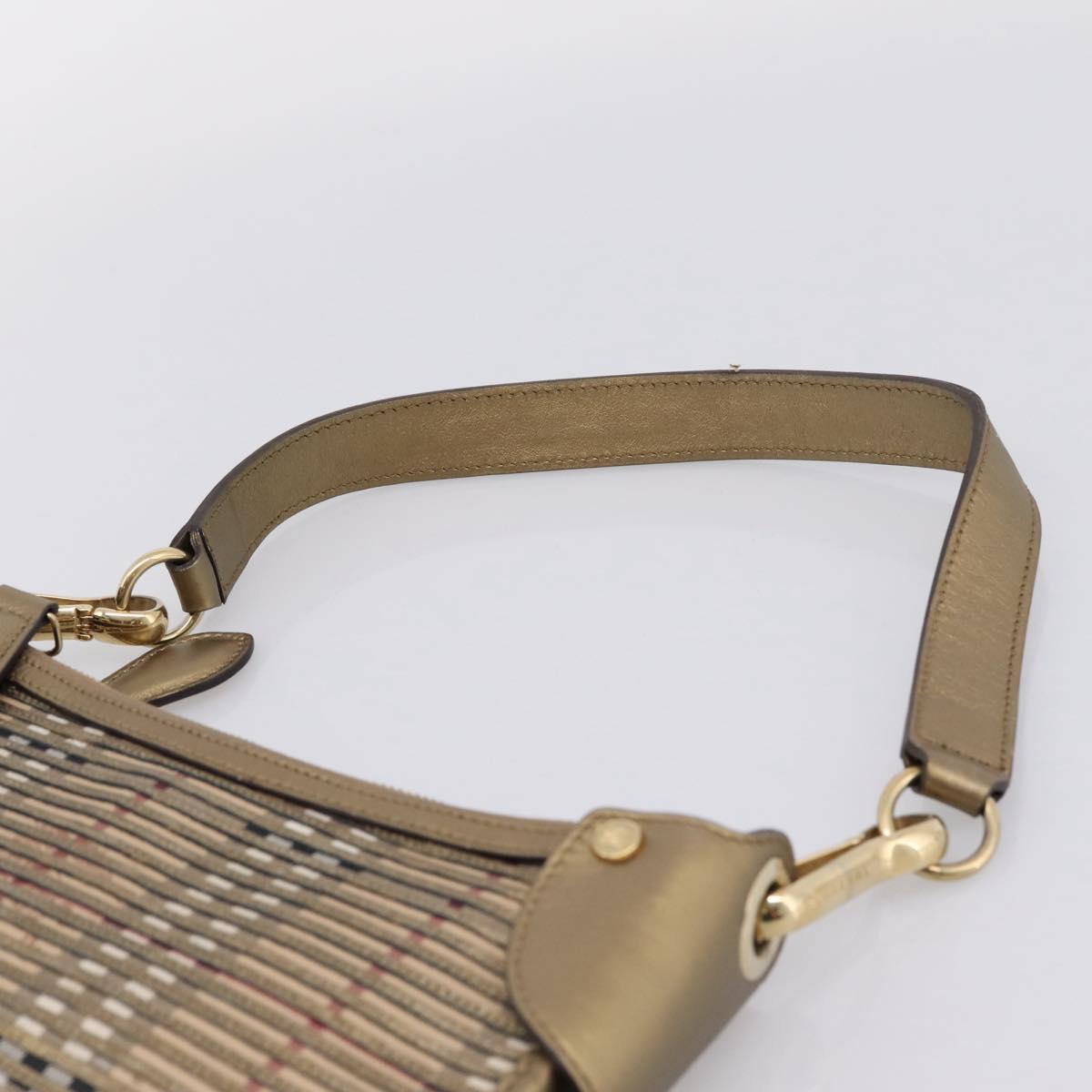 BURBERRY Nova Check Shoulder Bag PVC Leather Gold Auth 204889V