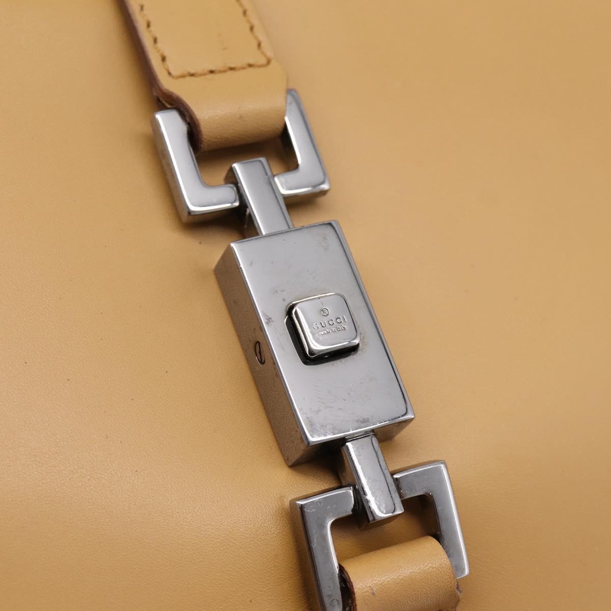 GUCCI Jackie Hand Bag Leather Beige Silver 002 1067 Auth 204890A