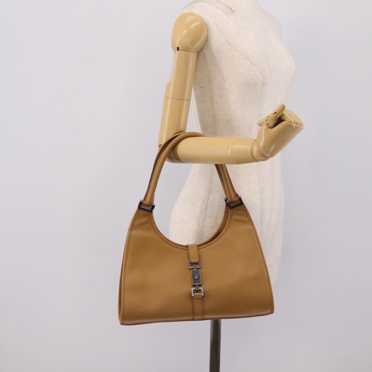 GUCCI Jackie Hand Bag Leather Beige Silver 002 1067 Auth 204890A