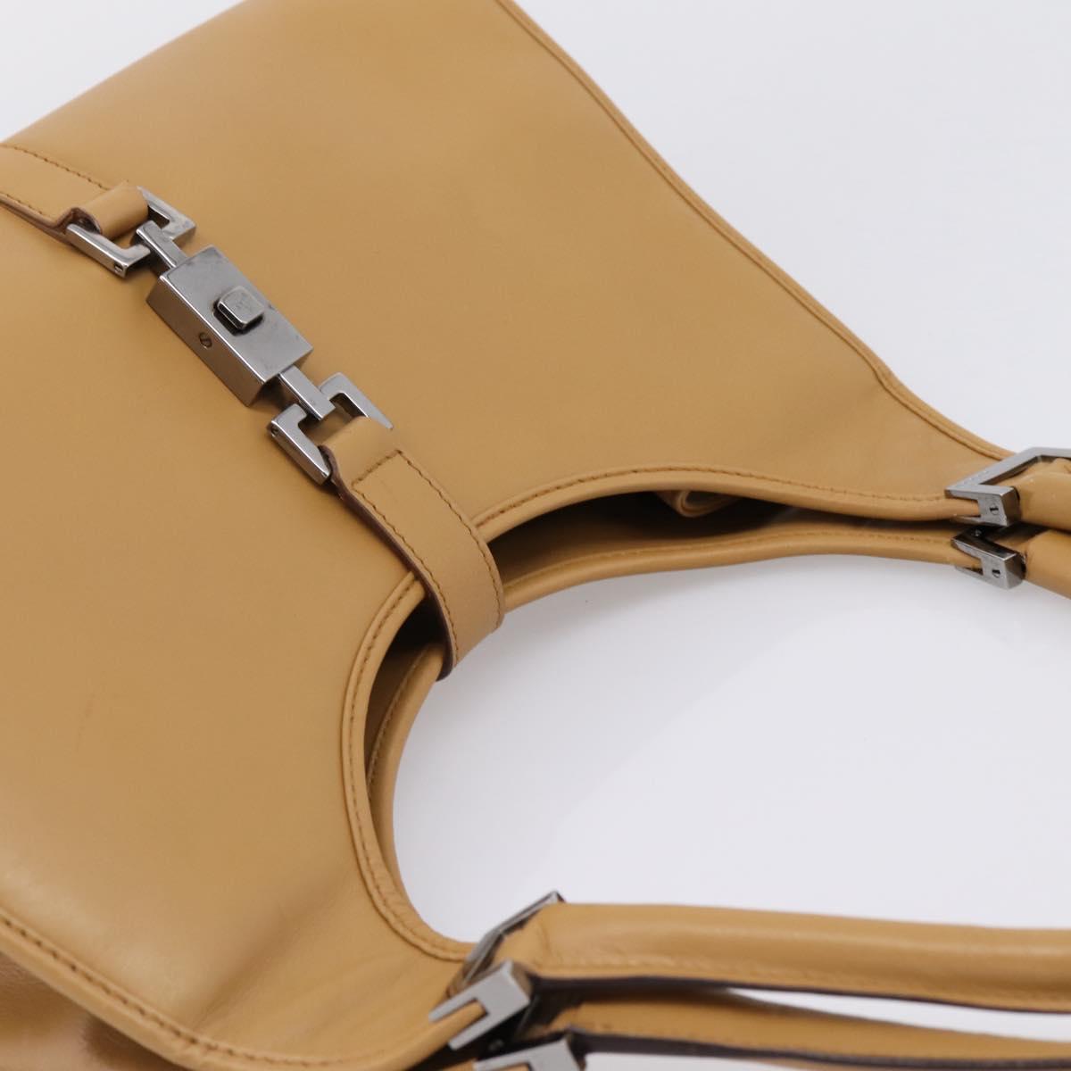 GUCCI Jackie Hand Bag Leather Beige Silver 002 1067 Auth 204890A