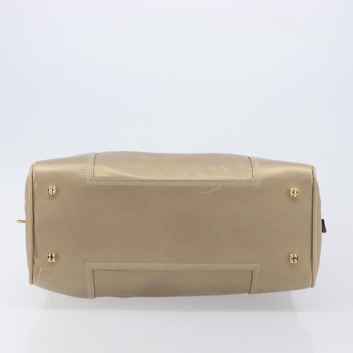 LOEWE Amazona 35 Hand Bag Leather Gold Auth 204893A