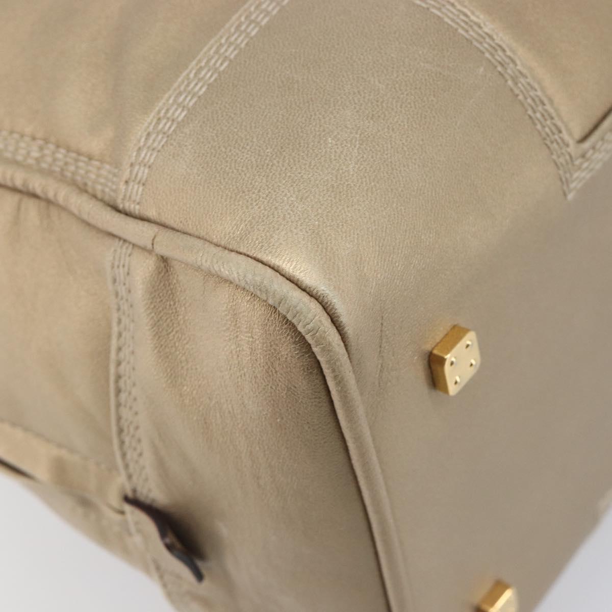 LOEWE Amazona 35 Hand Bag Leather Gold Auth 204893A