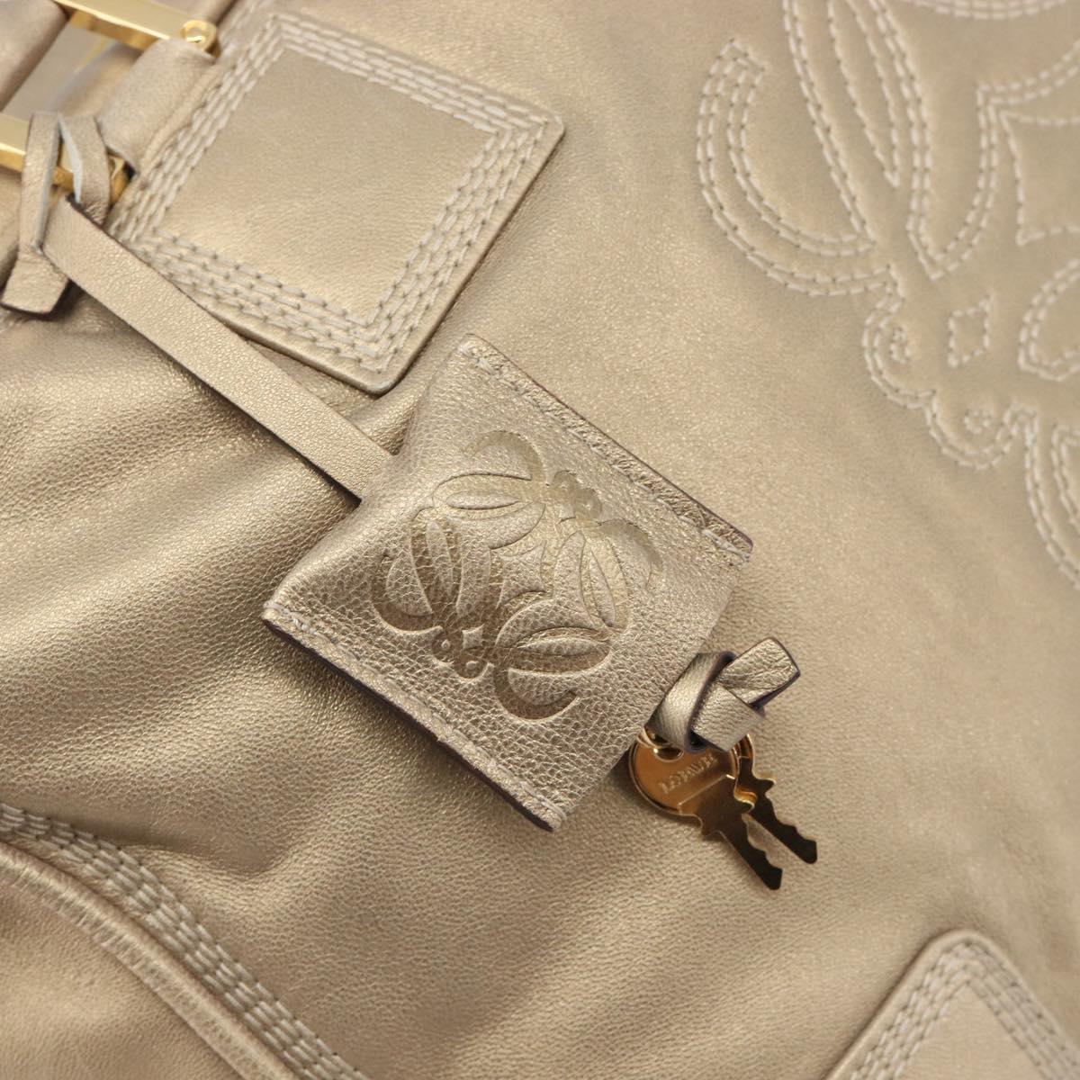 LOEWE Amazona 35 Hand Bag Leather Gold Auth 204893A