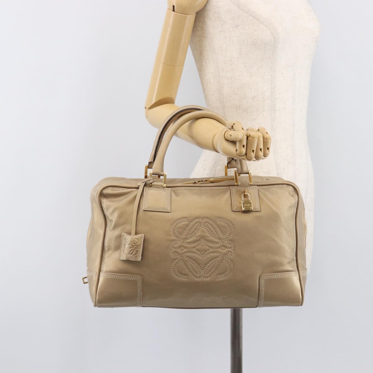 LOEWE Amazona 35 Hand Bag Leather Gold Auth 204893A